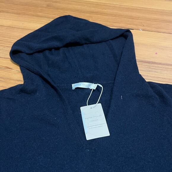 $345 Peter Millar Women's Summer Cashmere Hoodie Small New V Neck Navy Classic - Picture 4 of 5